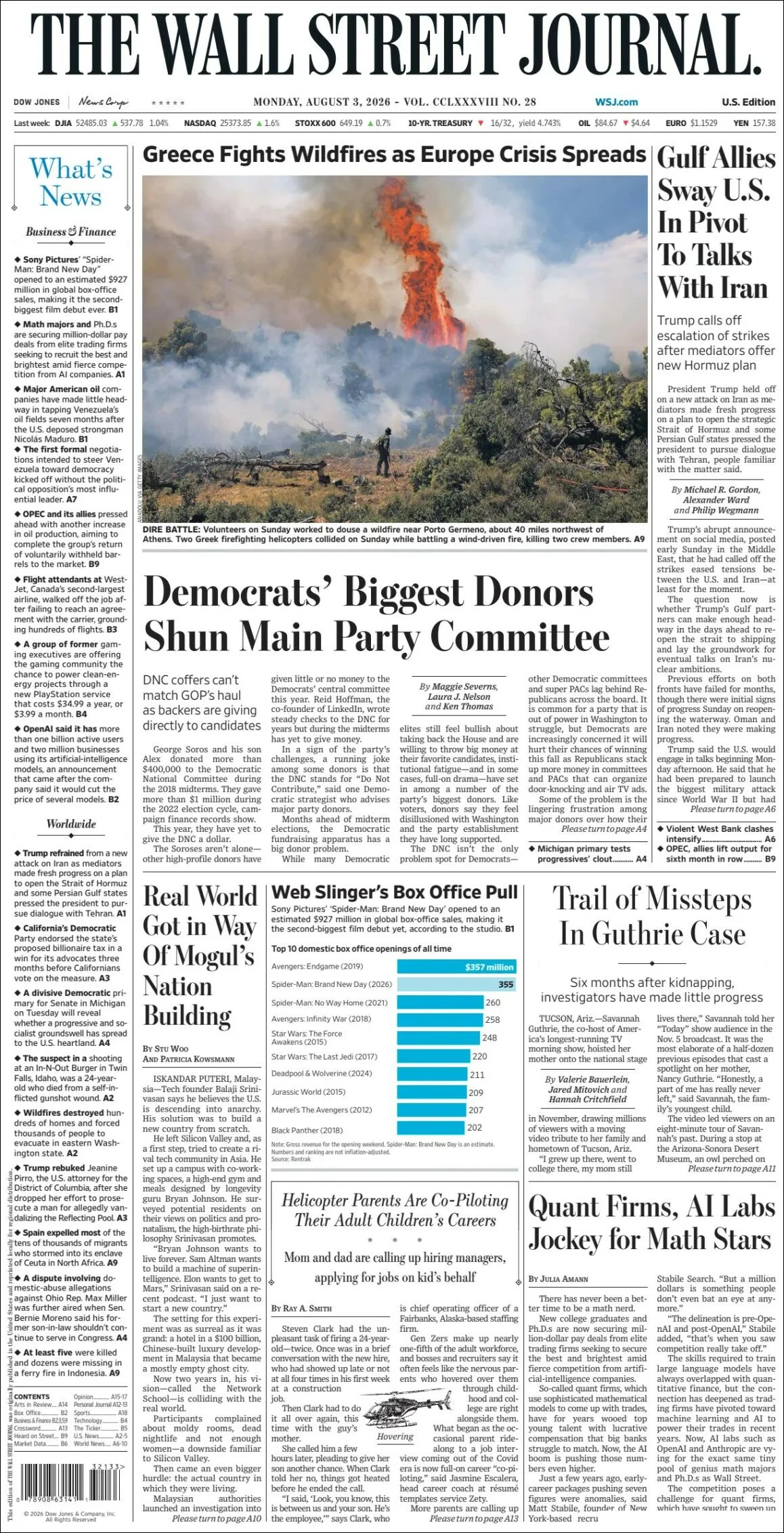 Portada de The Wall Street Journal