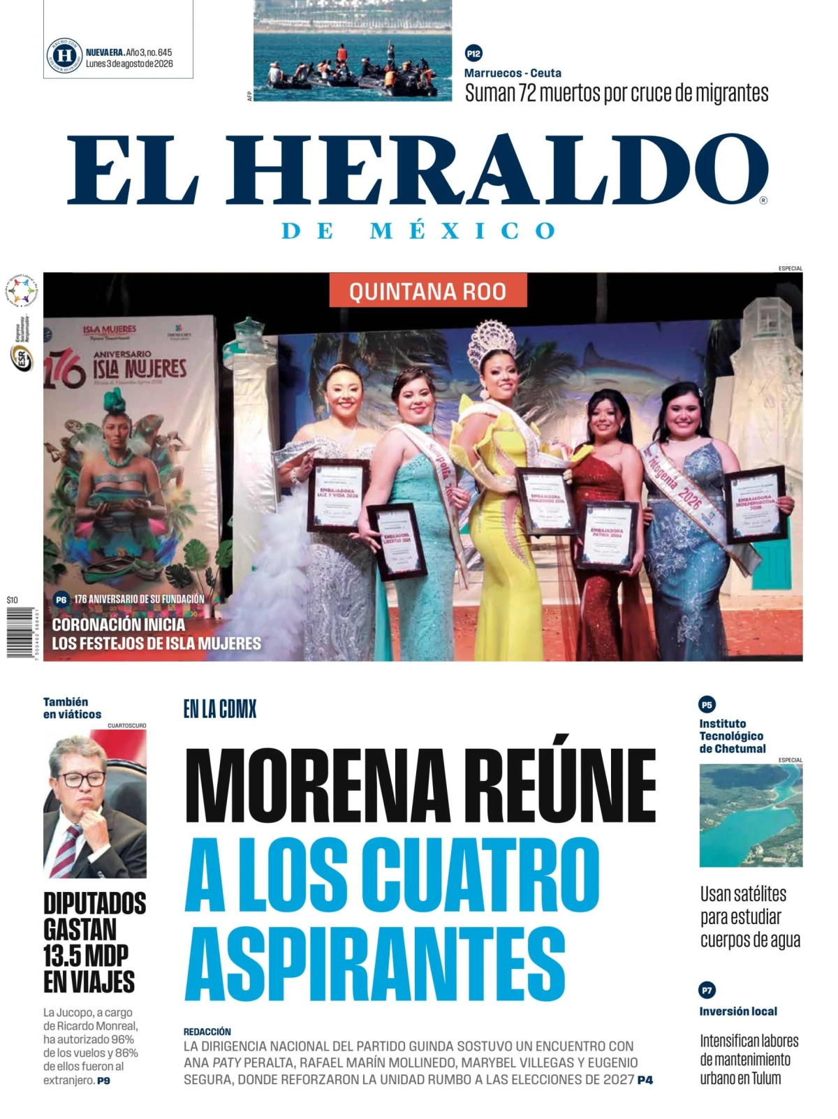 Portada de El Heraldo de Mexico - Quintana Roo