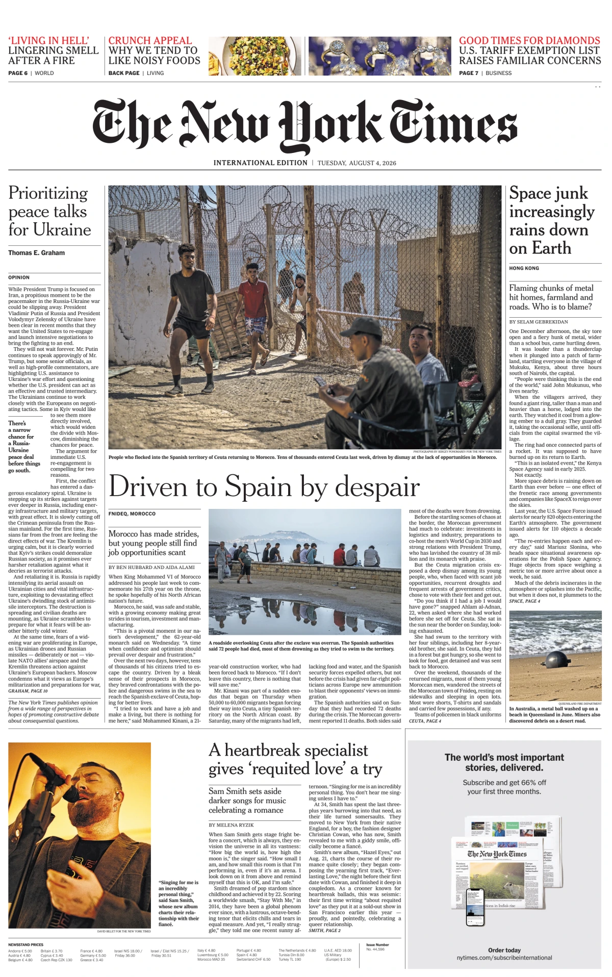 Portada de The New York Times (international) del martes, 4 de agosto de 2026
