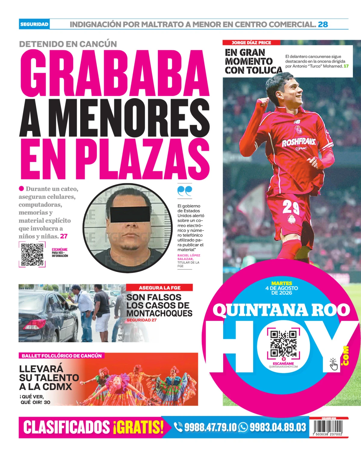 Portada de Quintana Roo Hoy (contraportada)