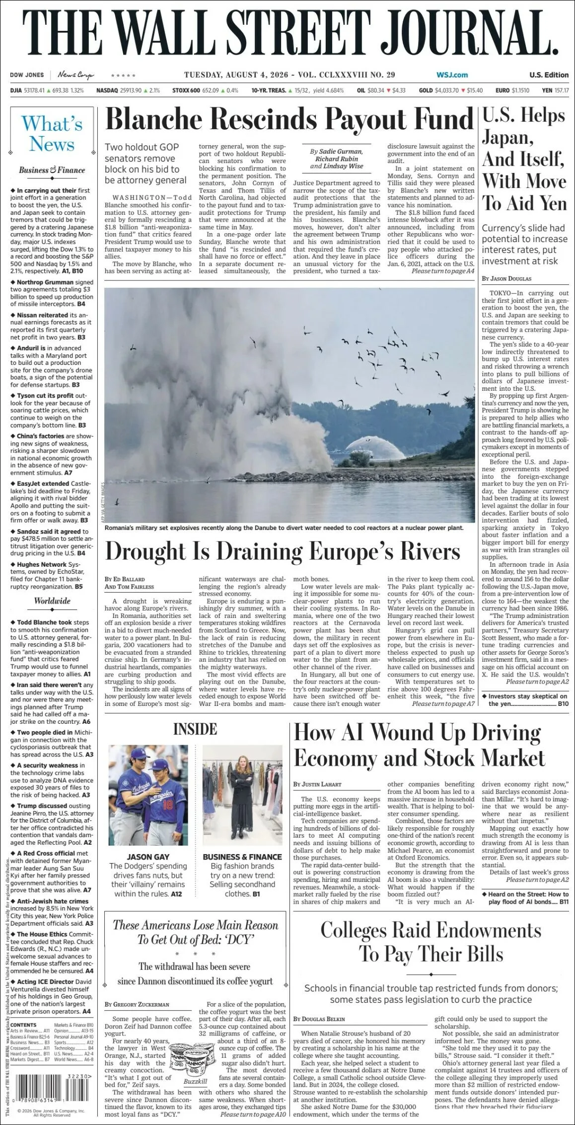 Portada de The Wall Street Journal
