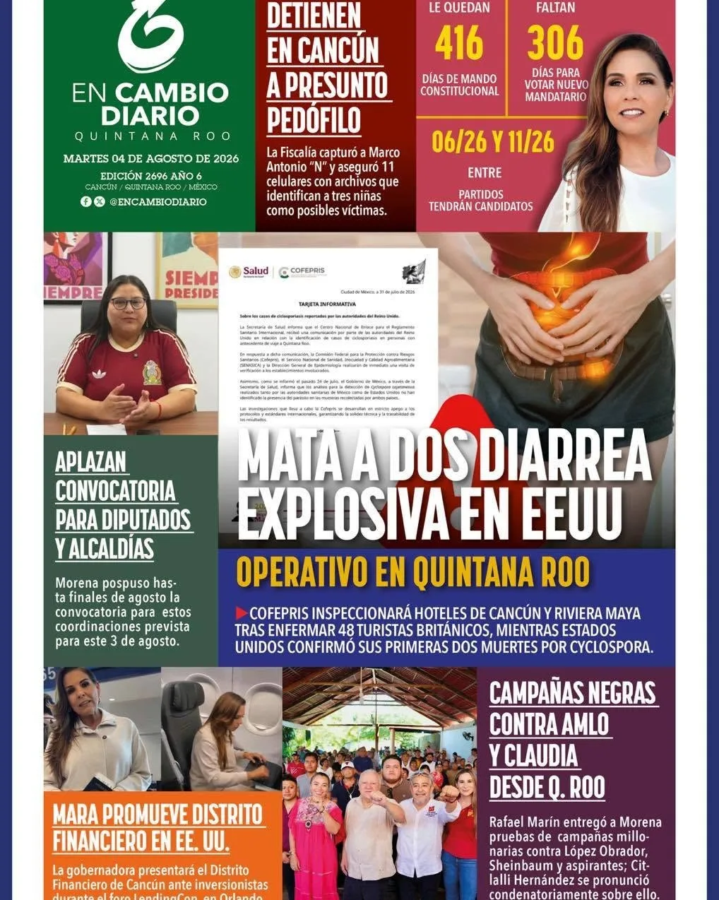 Portada de En Cambio - Quintana Roo (portada) del martes, 4 de agosto de 2026