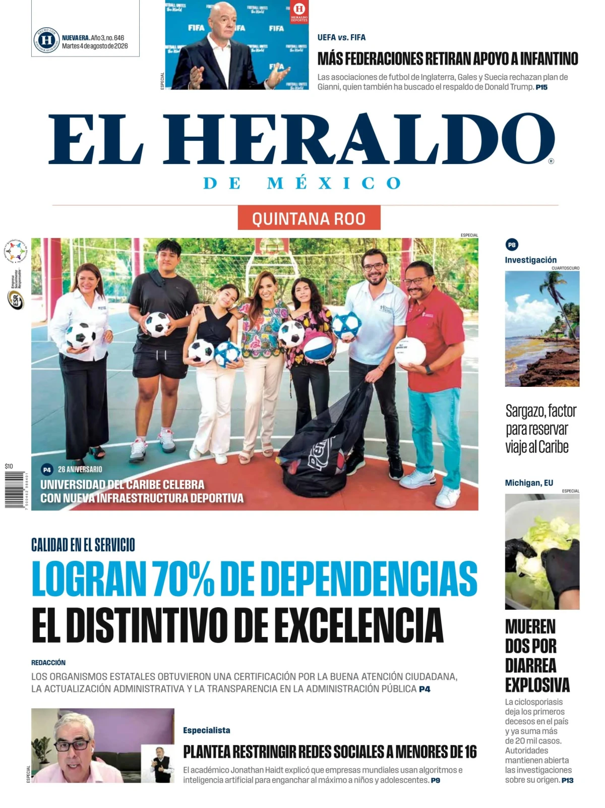Portada de El Heraldo de Mexico - Quintana Roo