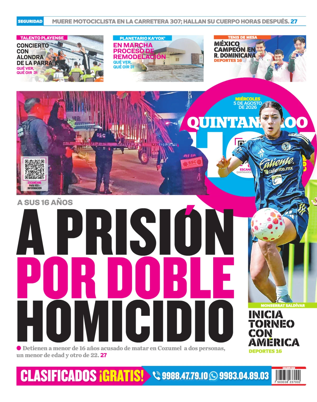 Portada de Quintana Roo Hoy (contraportada)