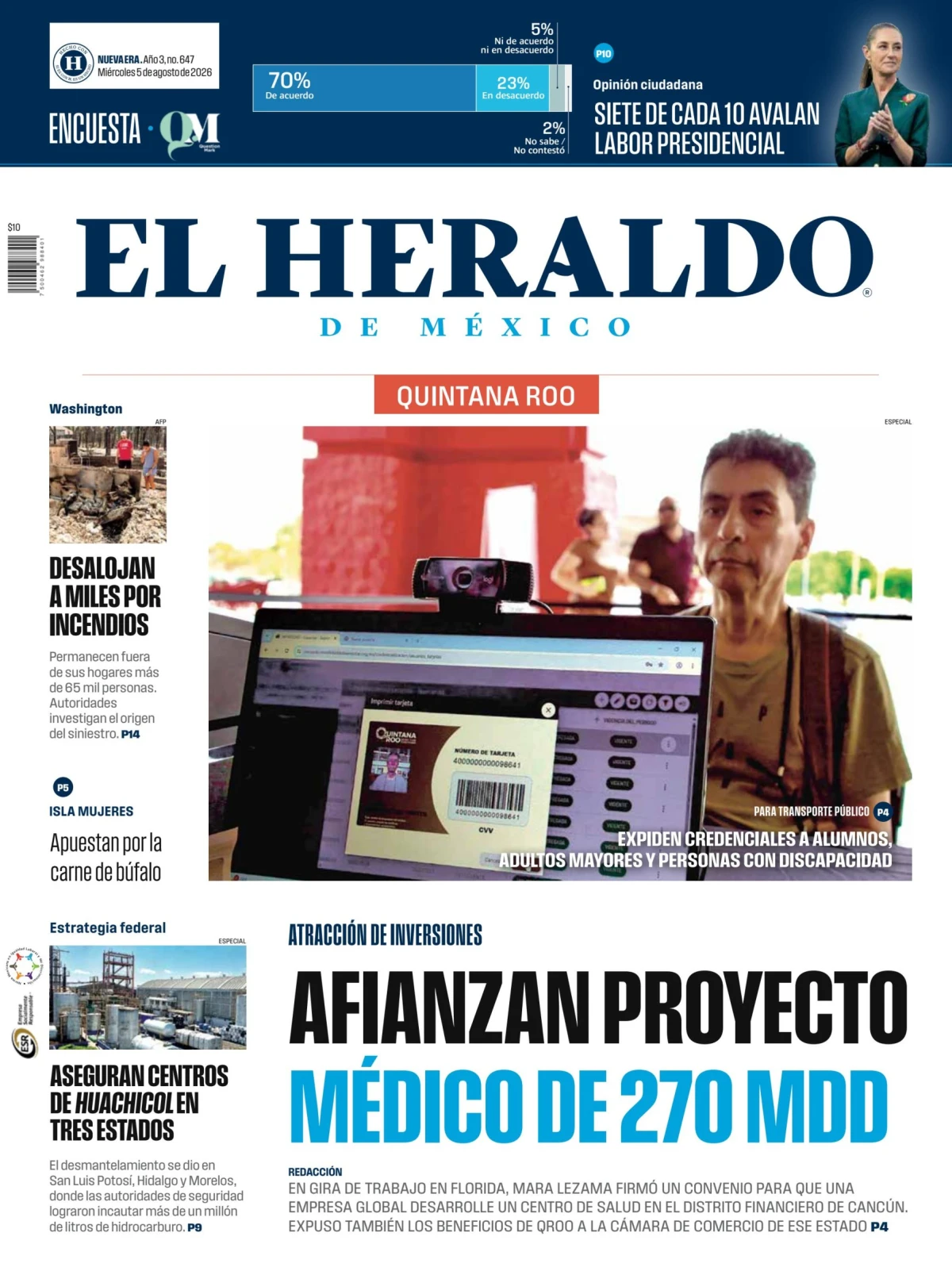 Portada de El Heraldo de Mexico - Quintana Roo