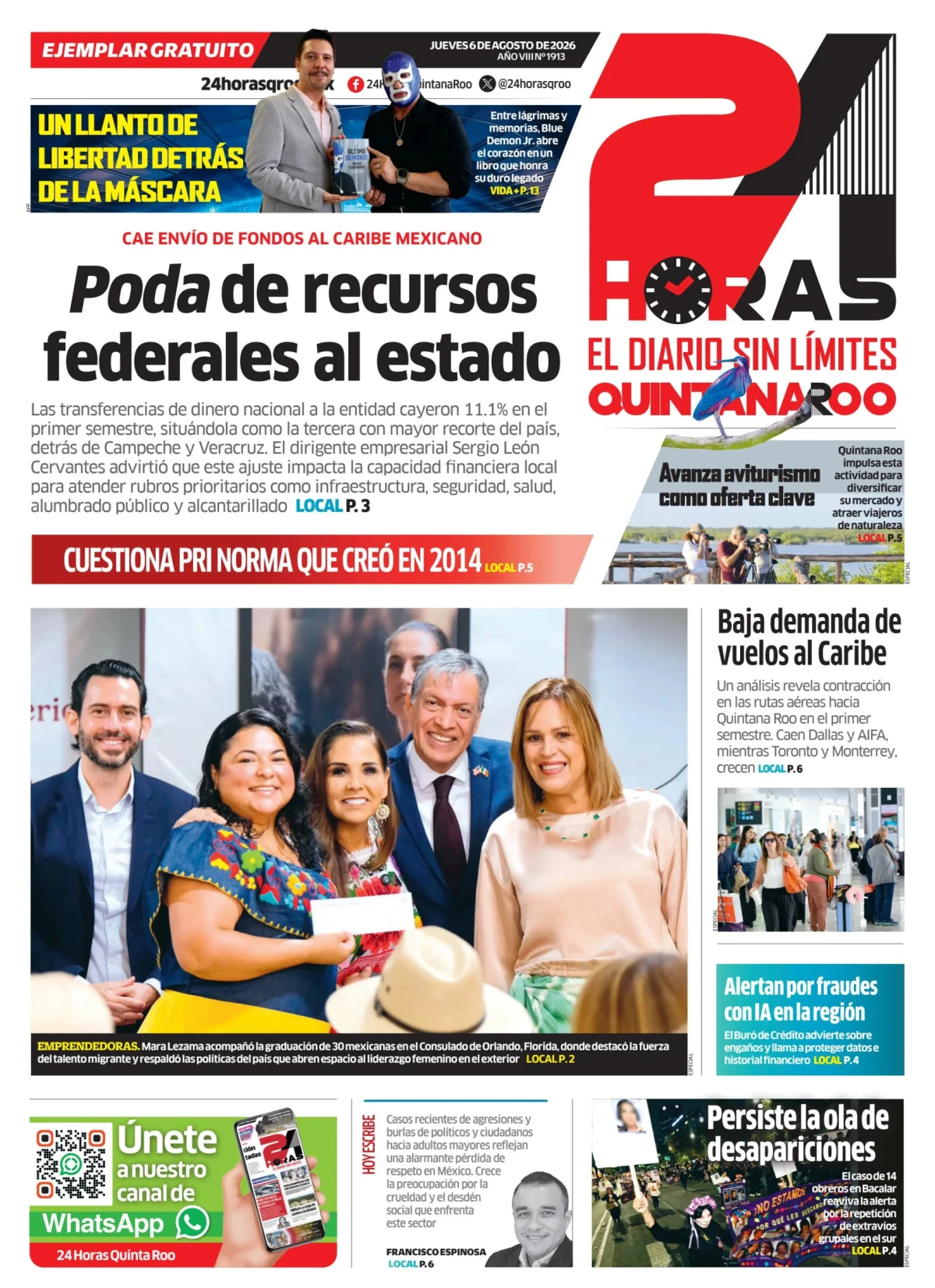 Portada de 24 Horas Quintana Roo