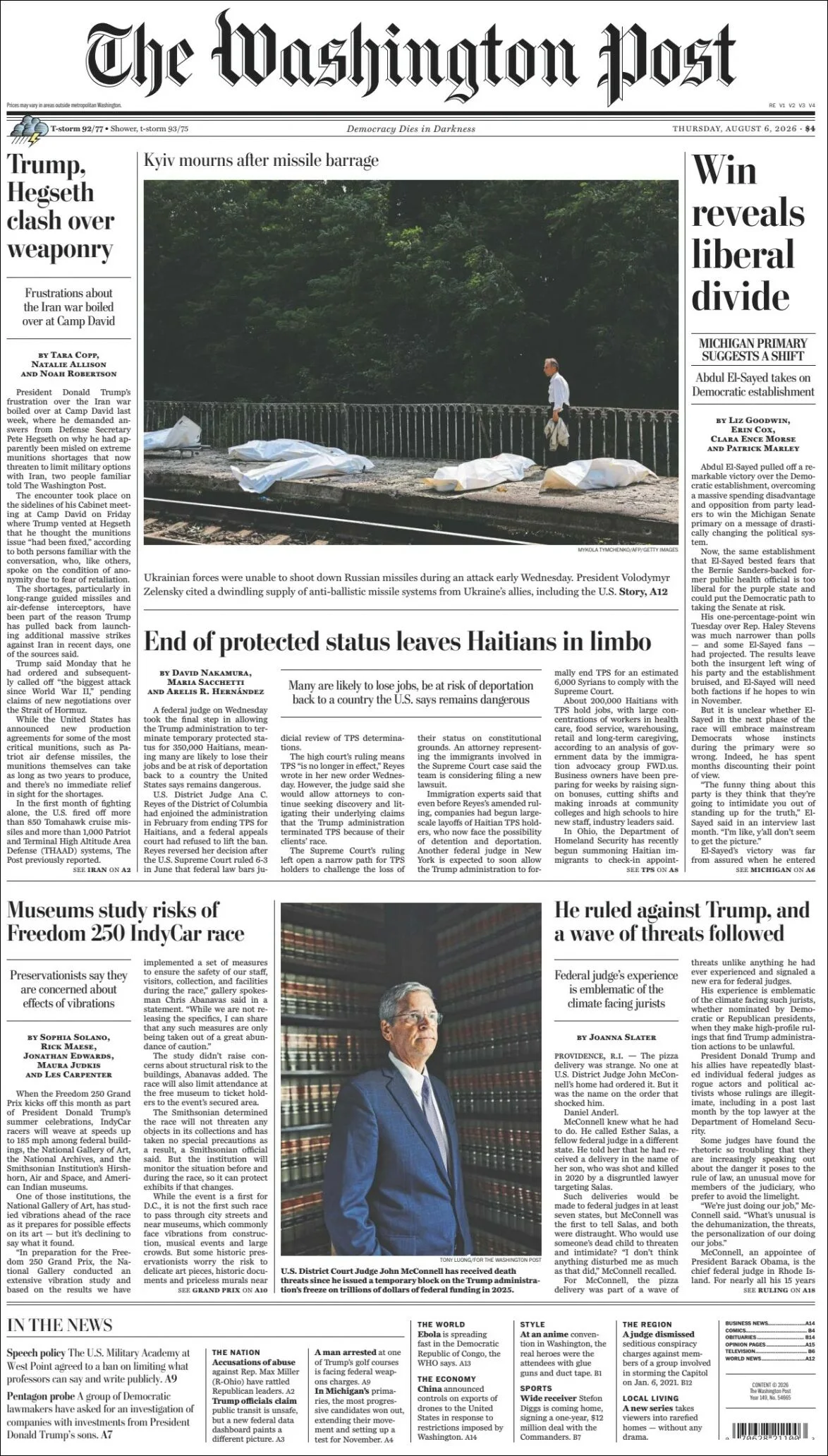 Portada de The Washington Post