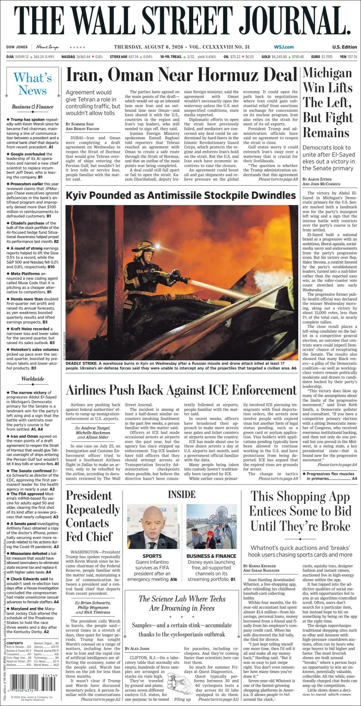 Portada de The Wall Street Journal