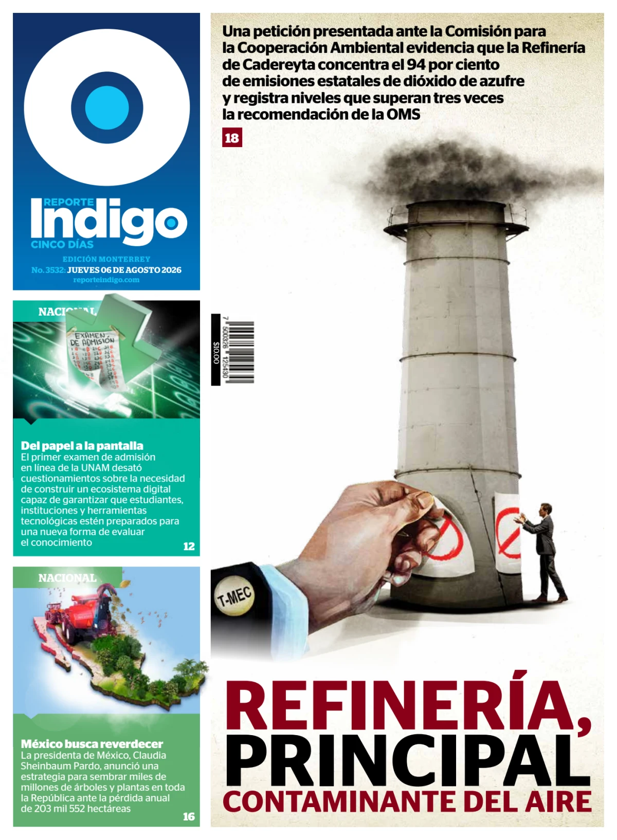 Portada de Reporte Indigo Monterrey del jueves, 6 de agosto de 2026