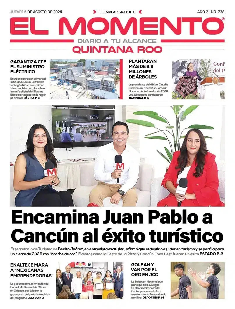 Portada de El Momento Quintana Roo del jueves, 6 de agosto de 2026