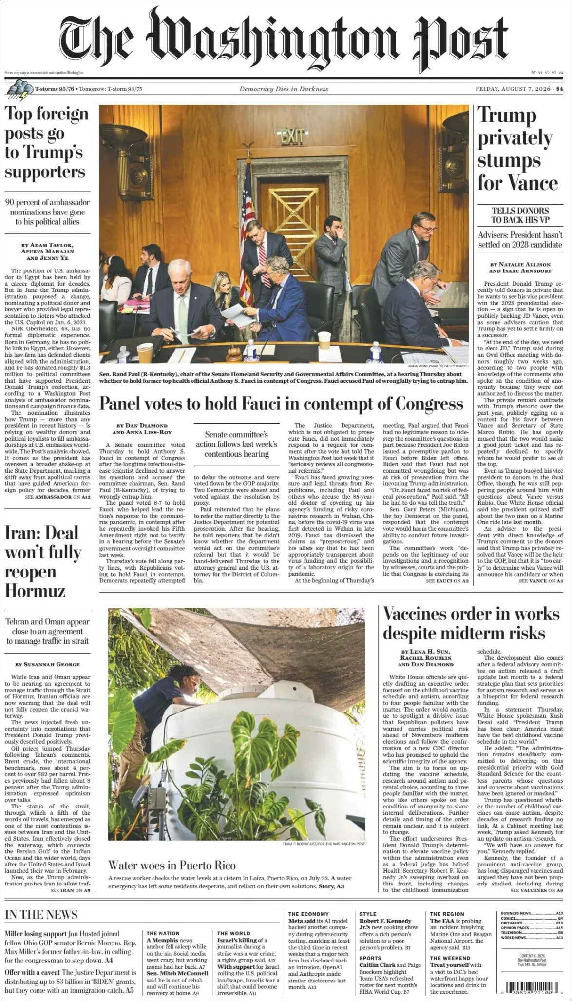 Portada de The Washington Post