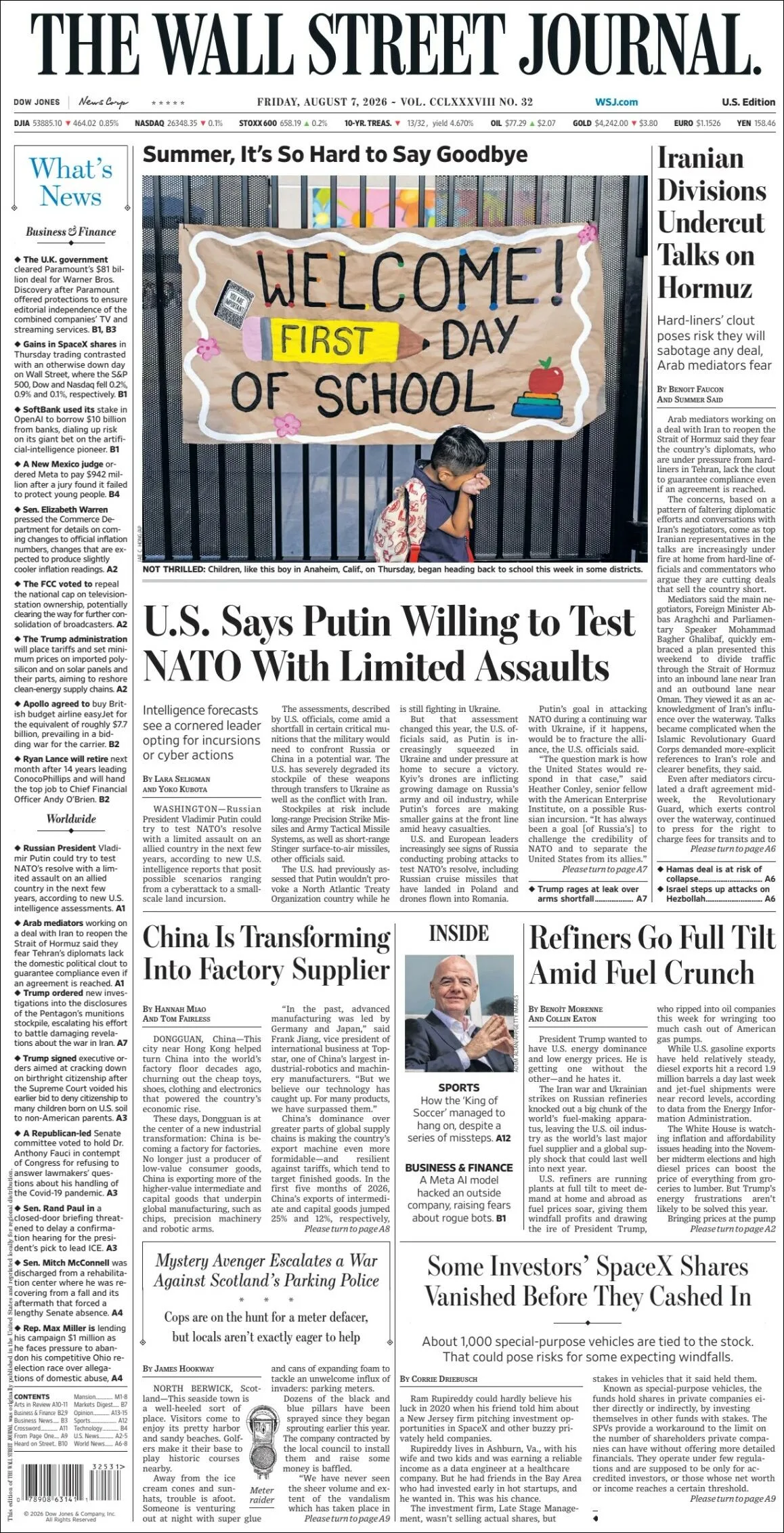 Portada de The Wall Street Journal