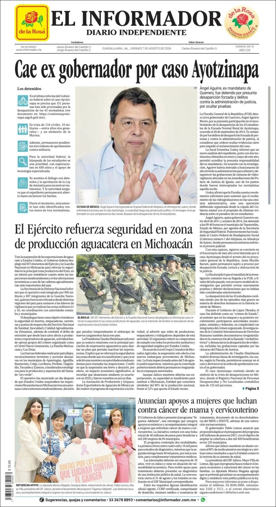Portada de El Informador del viernes, 7 de agosto de 2026