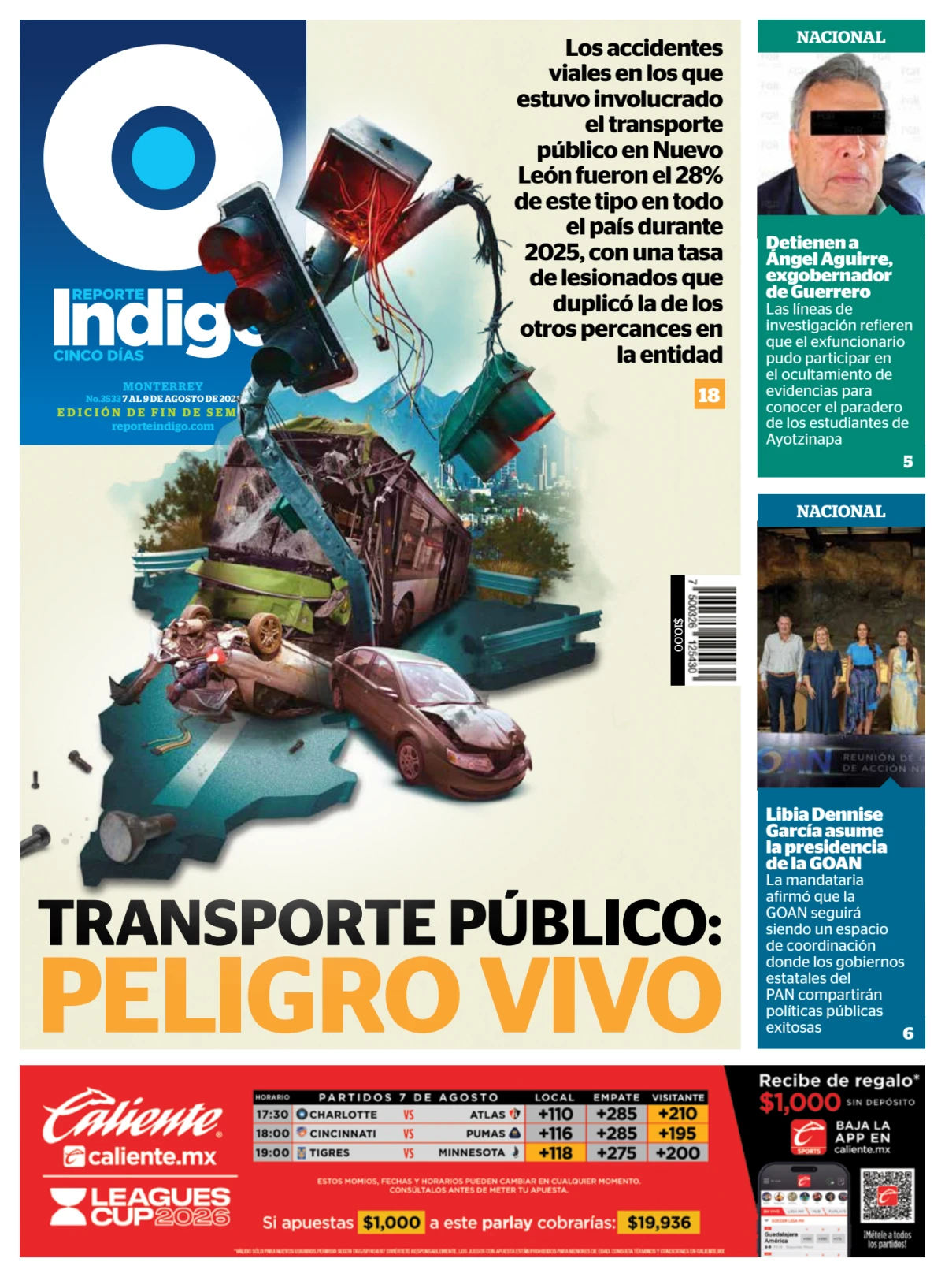 Portada de Reporte Indigo Monterrey del viernes, 7 de agosto de 2026
