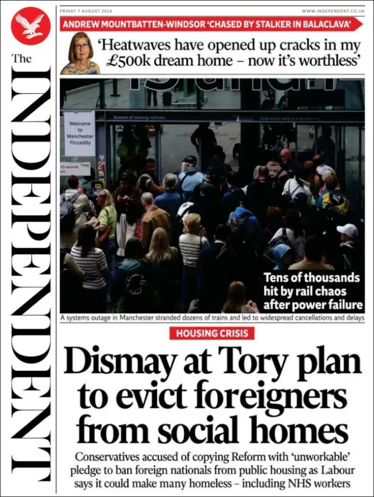 Portada de The Independent del viernes, 7 de agosto de 2026