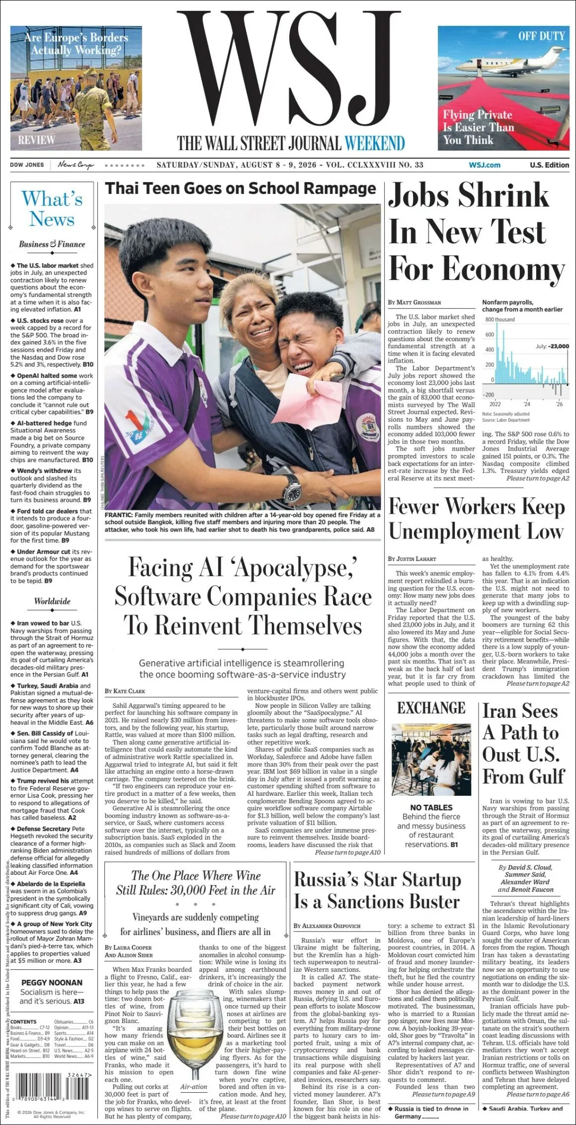 Portada de The Wall Street Journal