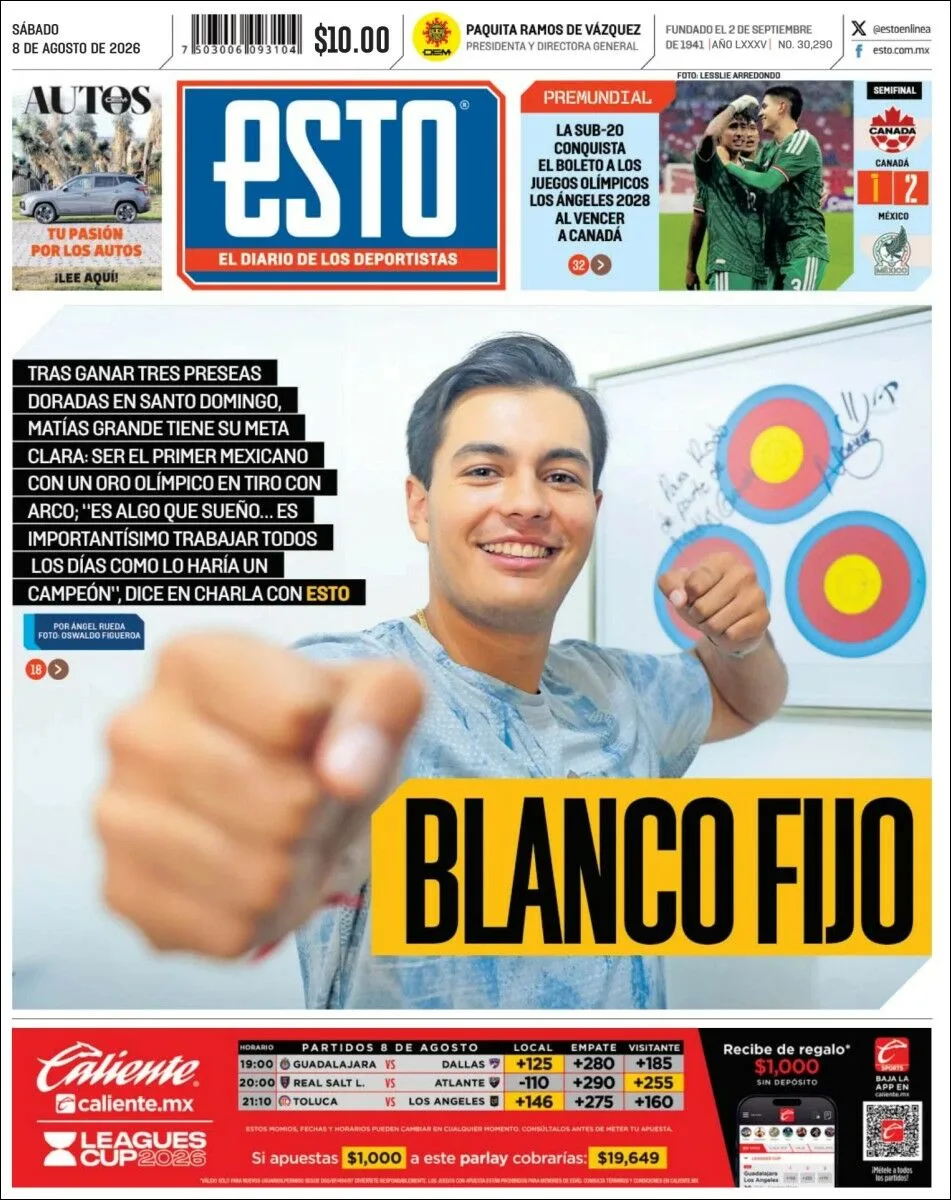 Portada de Esto del sábado, 8 de agosto de 2026