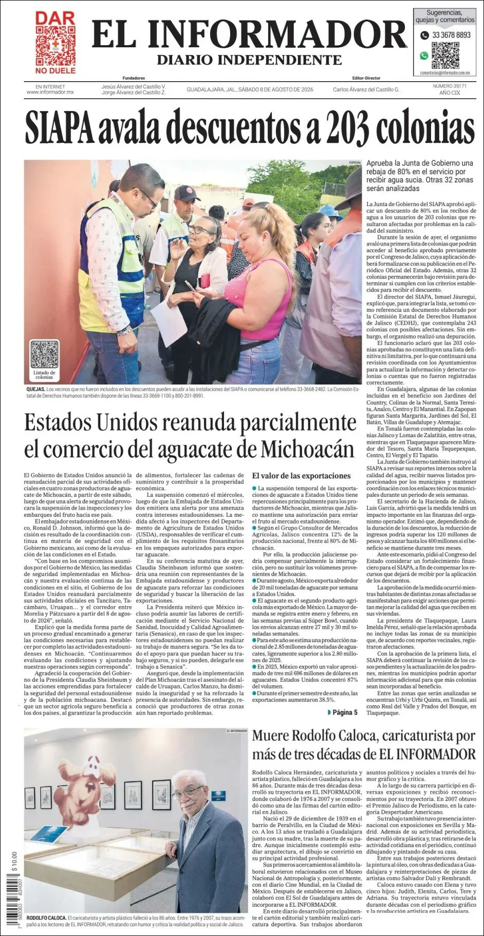 Portada de El Informador