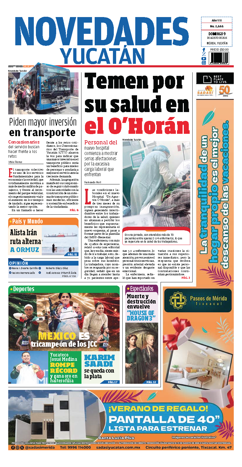 Portada de Novedades Yucatan