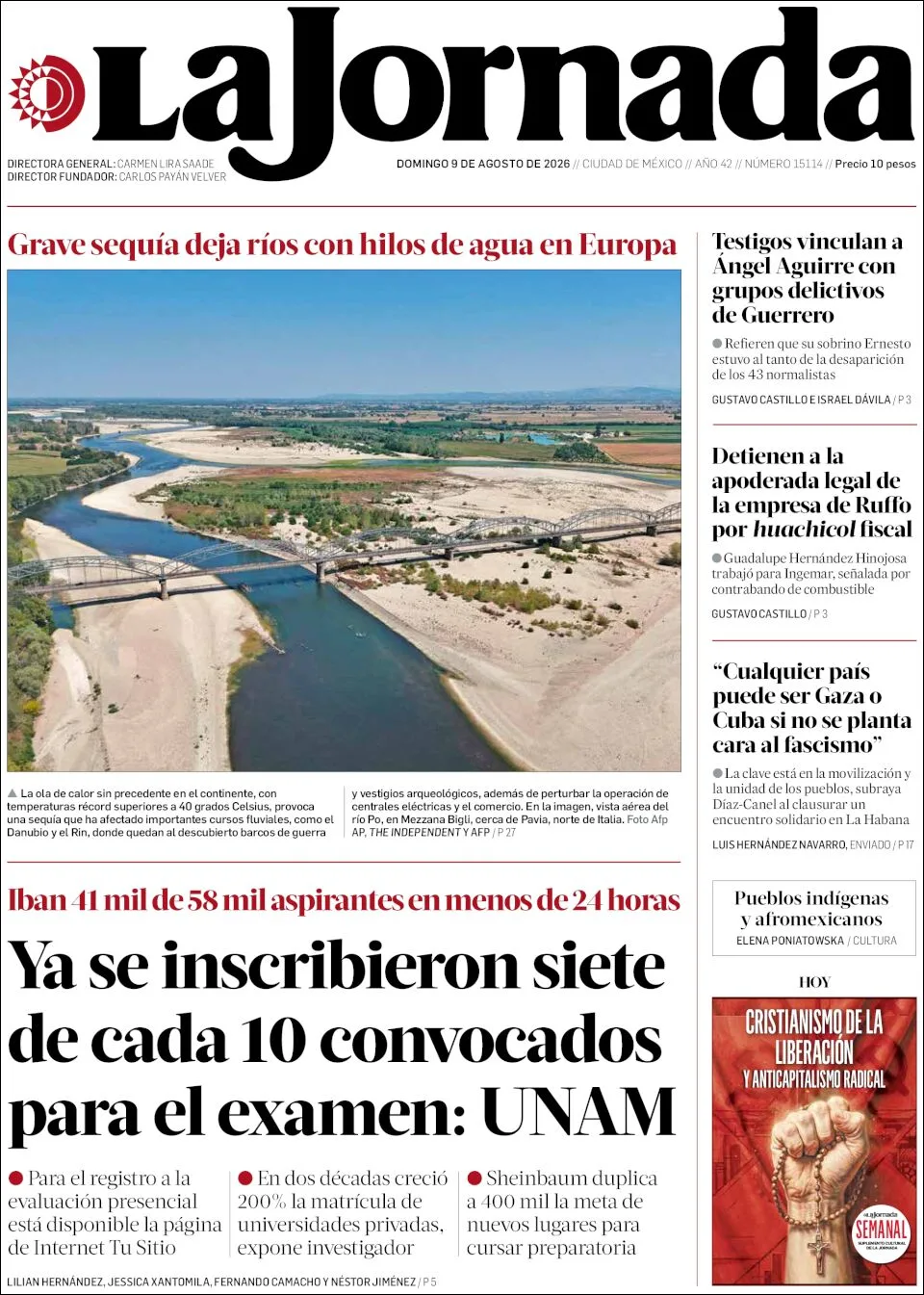 Portada de La Jornada