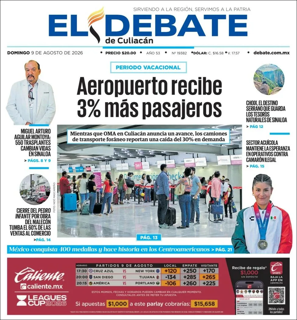 Portada de El Debate de Culiacan