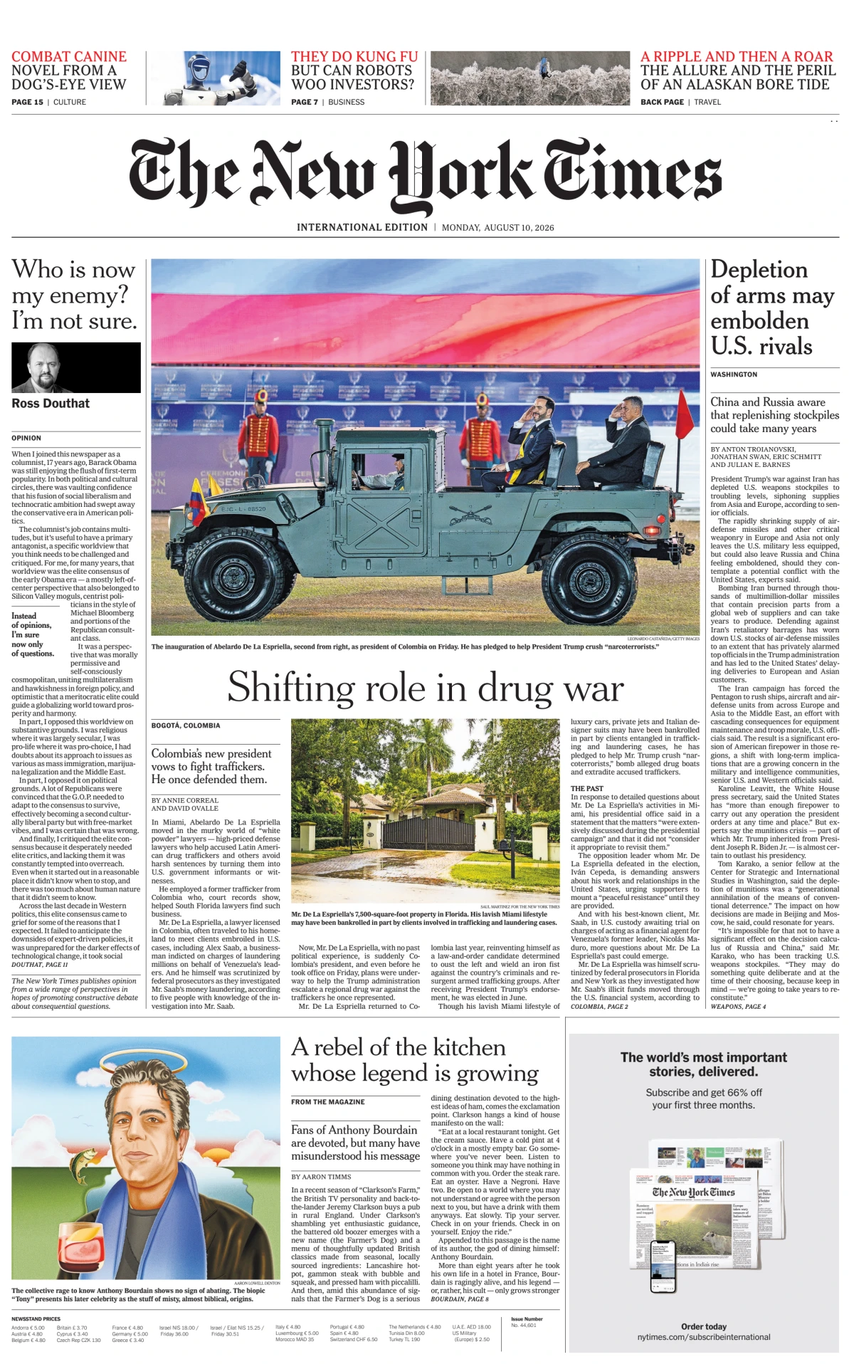 Portada de The New York Times (international)