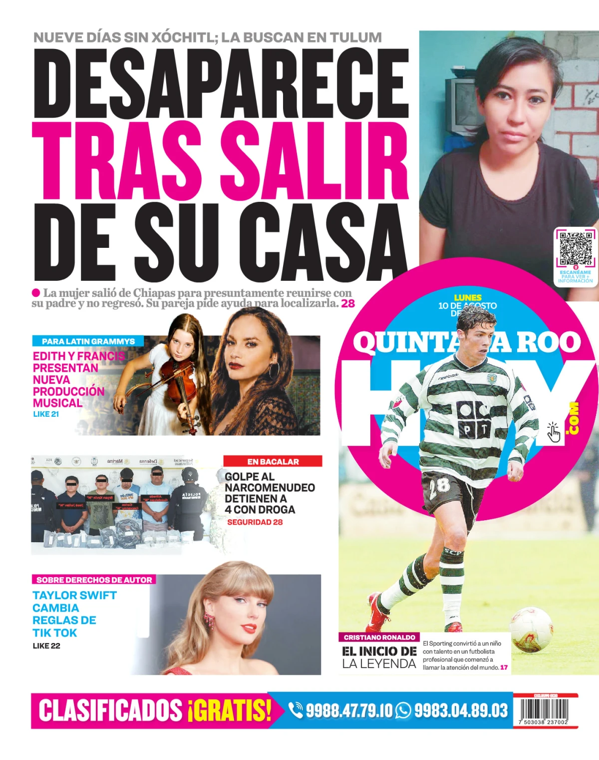 Portada de Quintana Roo Hoy (contraportada)