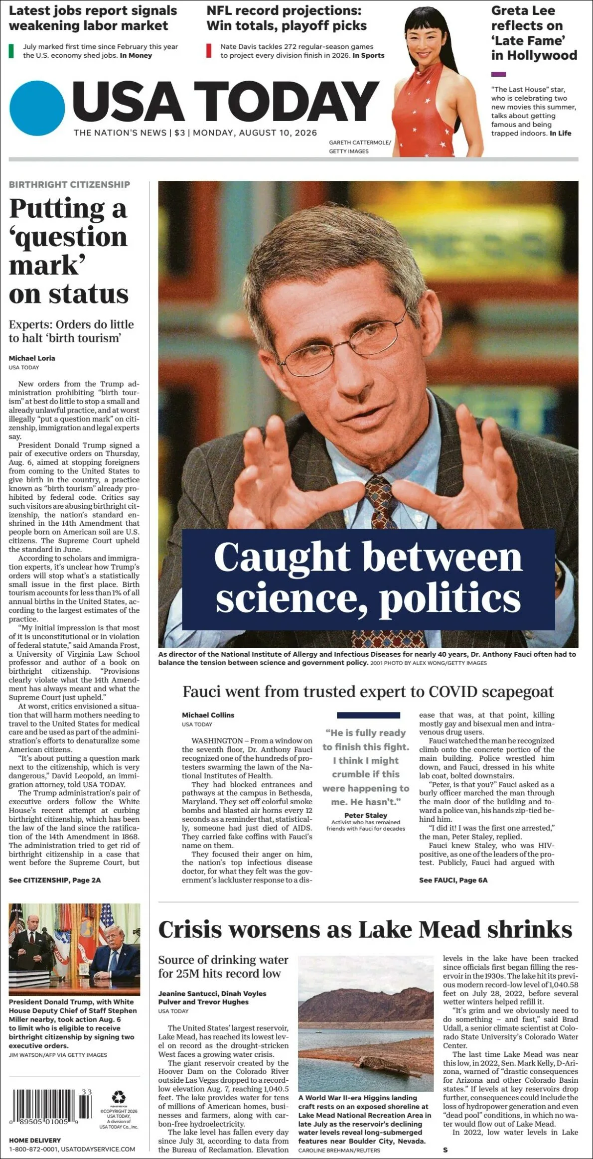 Portada de Usa Today
