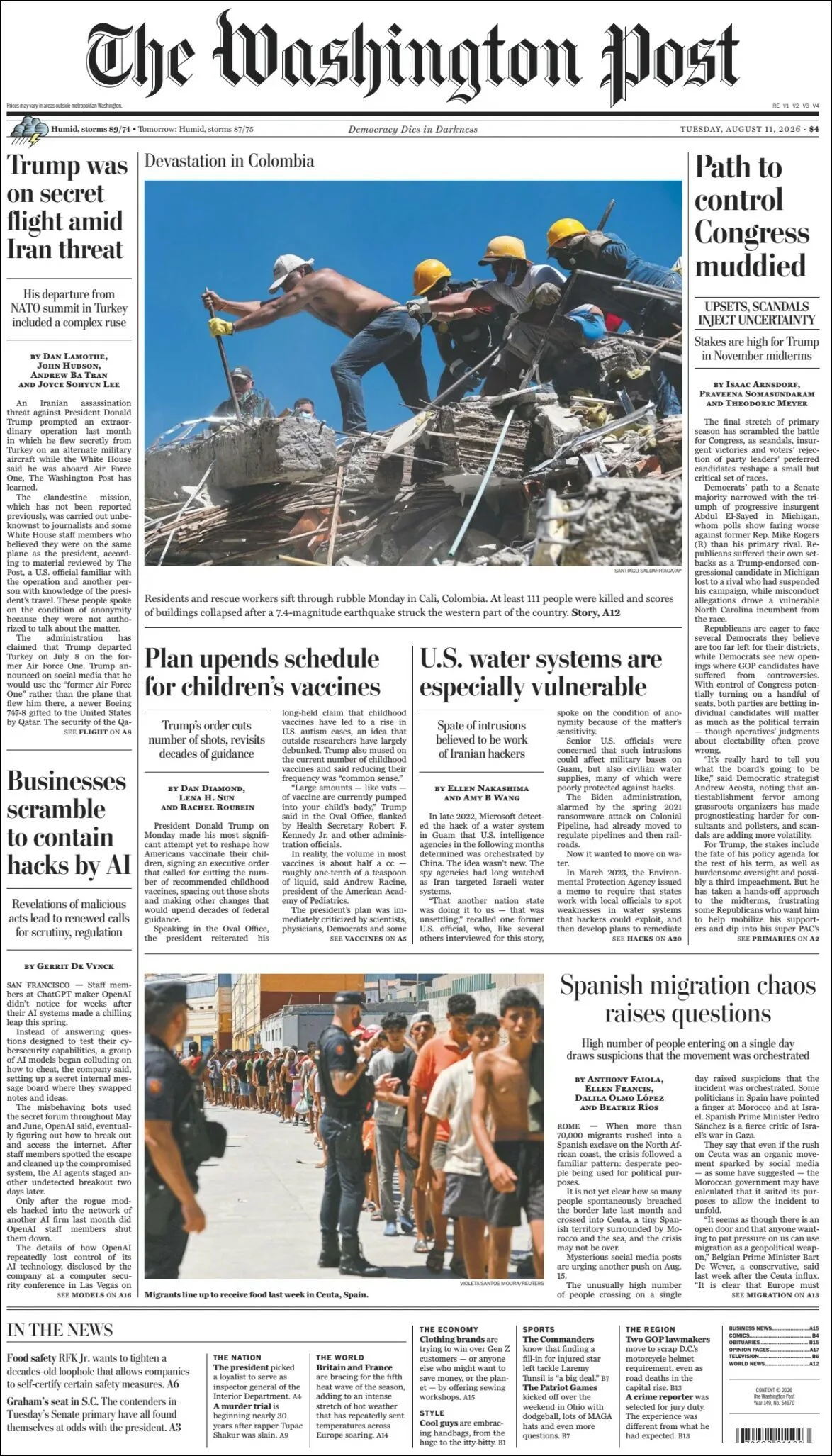 Portada de The Washington Post