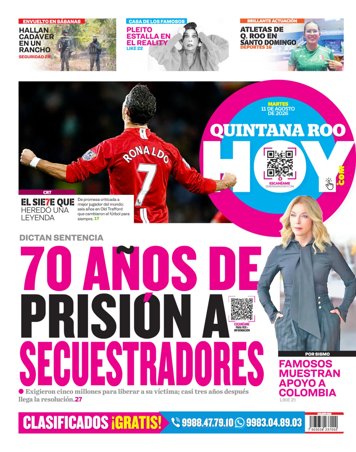 Portada de Quintana Roo Hoy (contraportada)