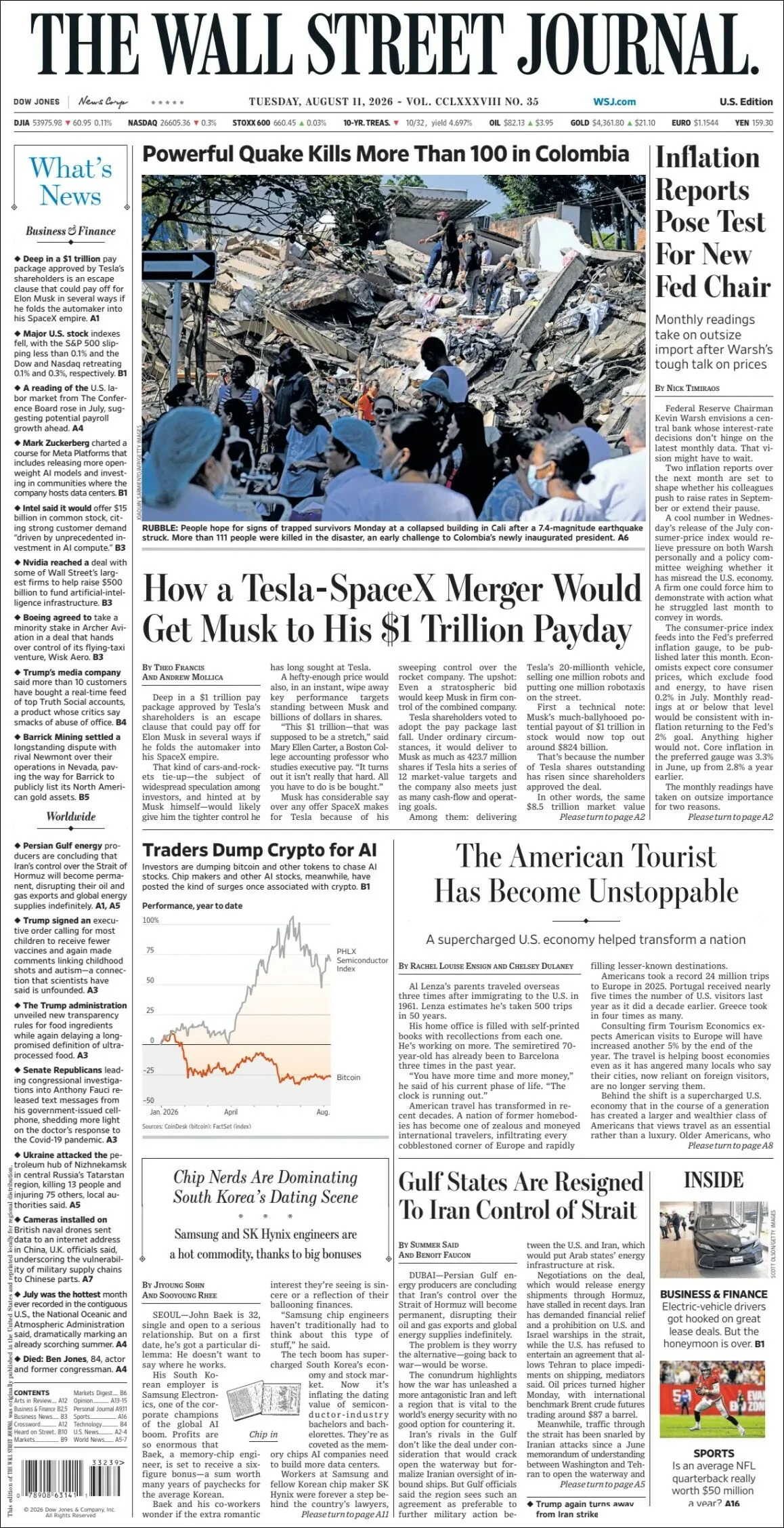 Portada de The Wall Street Journal