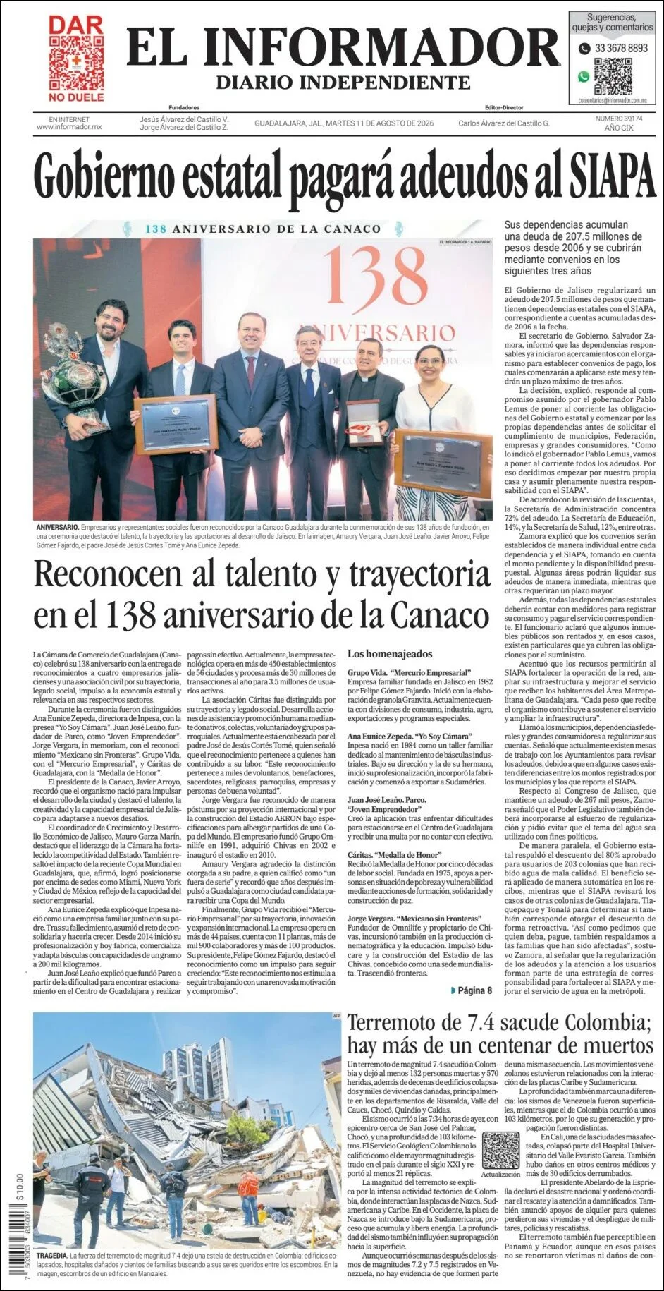 Portada de El Informador