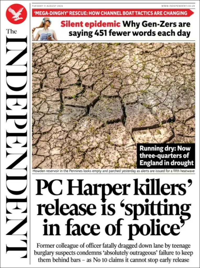 Portada de The Independent del martes, 11 de agosto de 2026