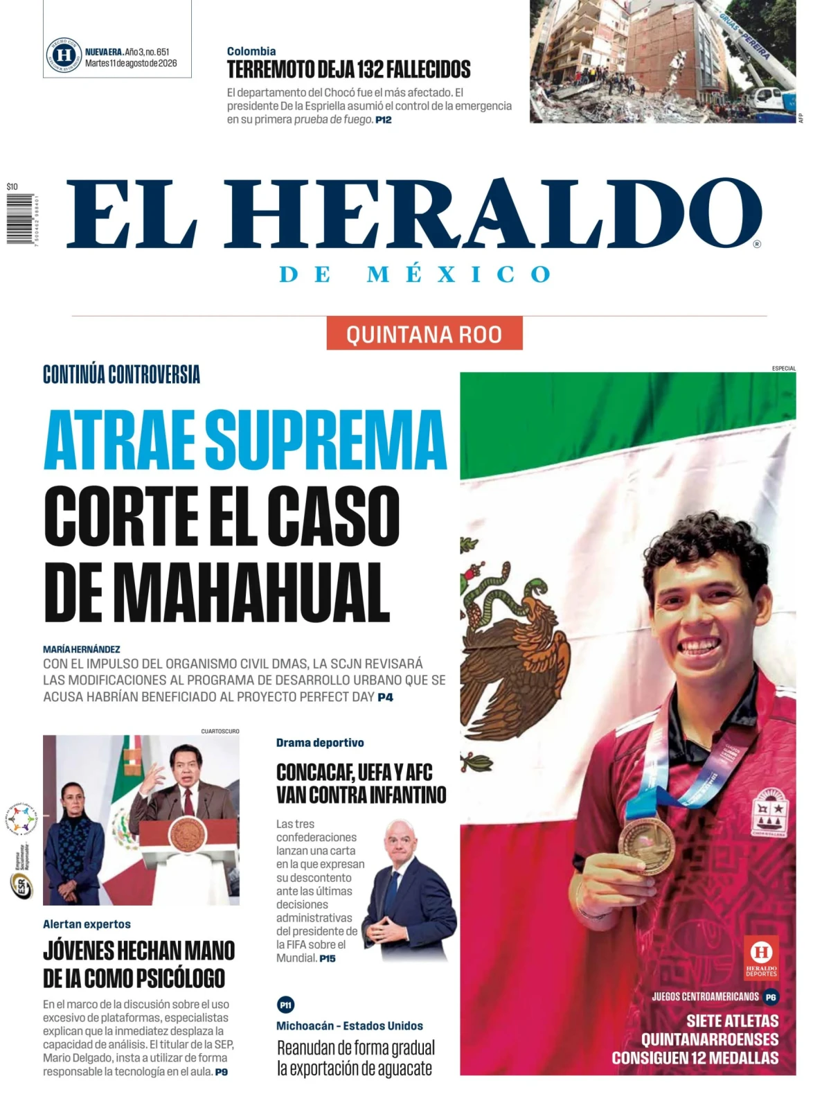 Portada de El Heraldo de Mexico - Quintana Roo del martes, 11 de agosto de 2026