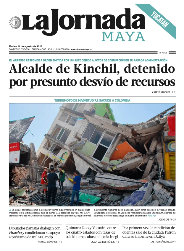 Portada de La Jornada Maya Yucatán del martes, 11 de agosto de 2026