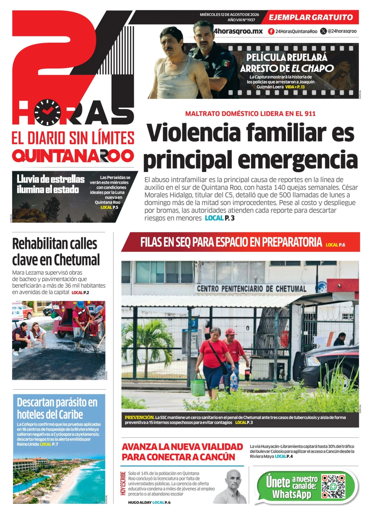 Portada de 24 Horas Quintana Roo