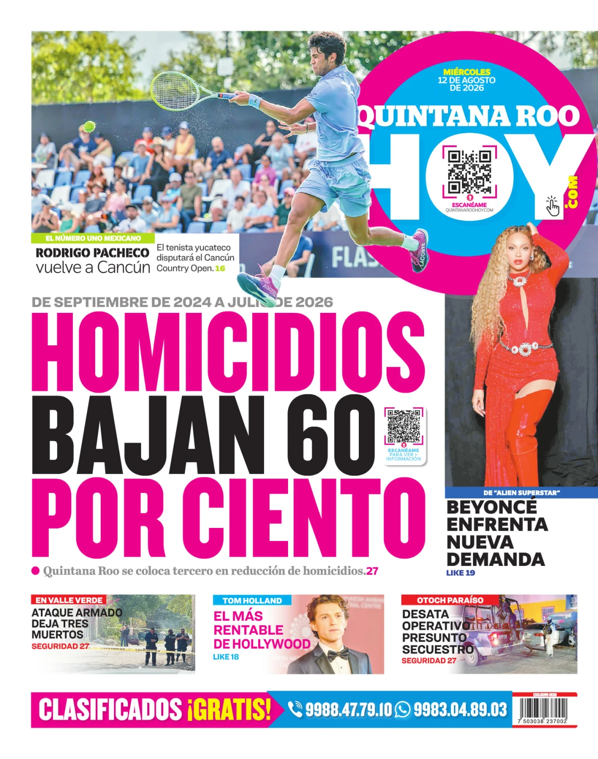 Portada de Quintana Roo Hoy (contraportada)
