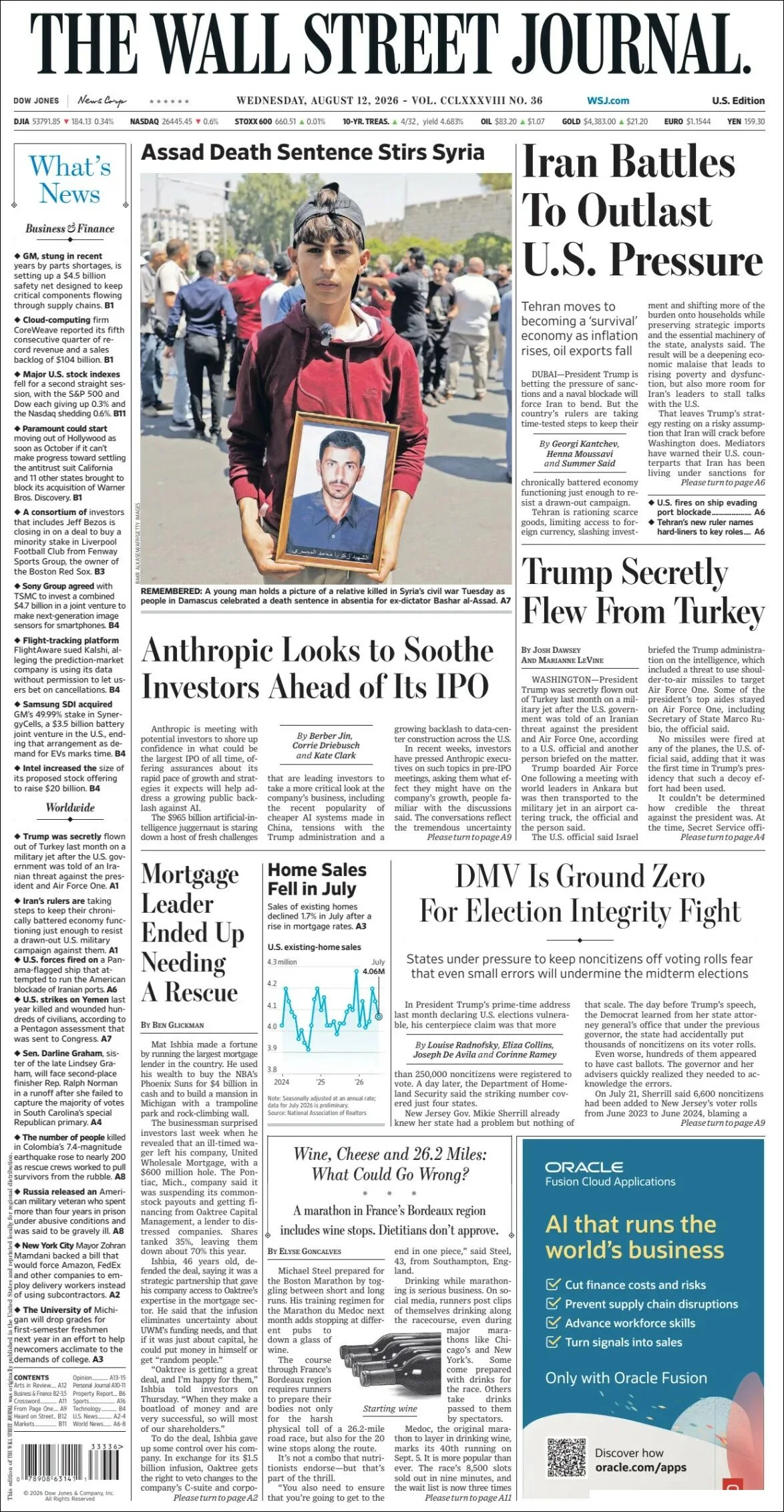 Portada de The Wall Street Journal