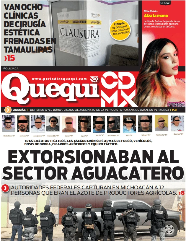 Portada de Quequi CDMX (contraportada) del miércoles, 12 de agosto de 2026