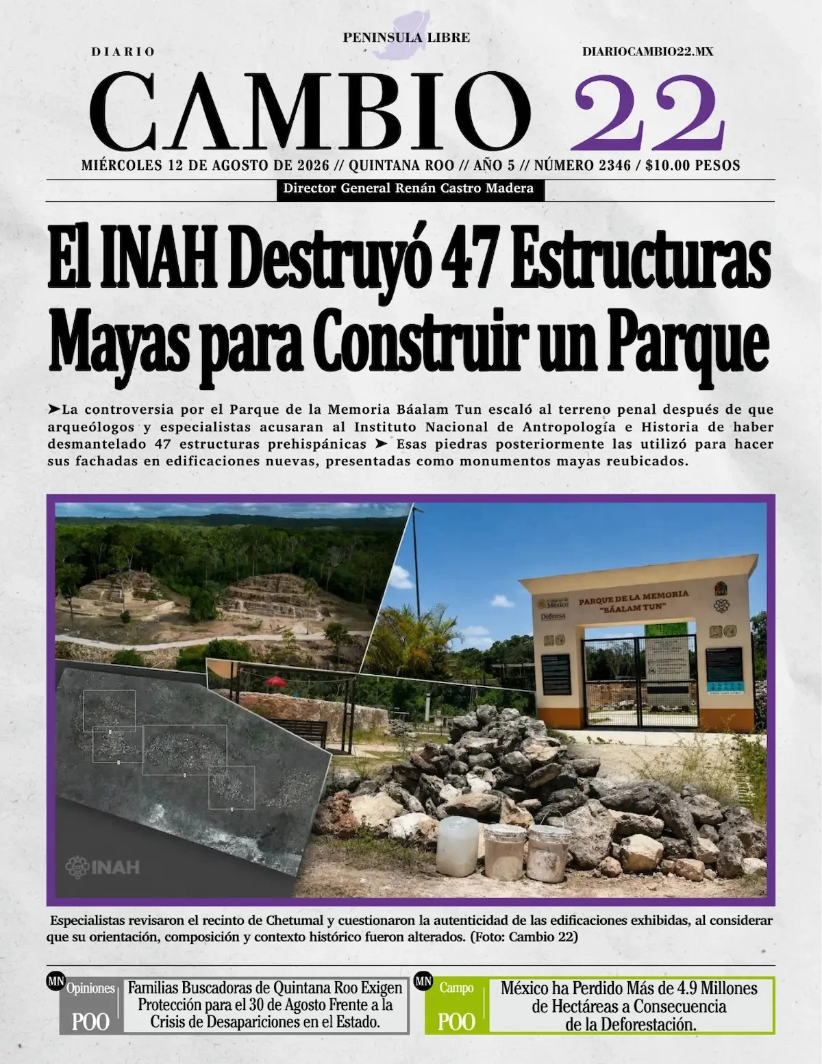 Portada de Diario Cambio 22 (contraportada)