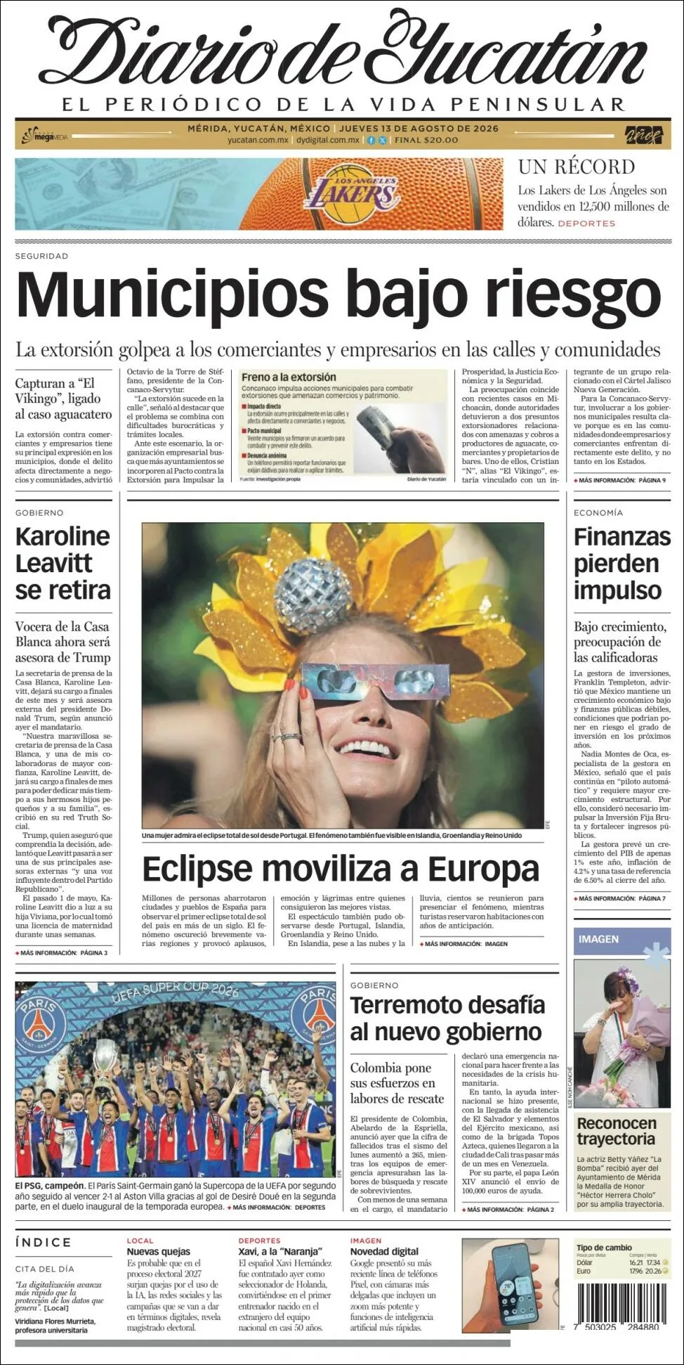 Portada de Diario de Yucatán