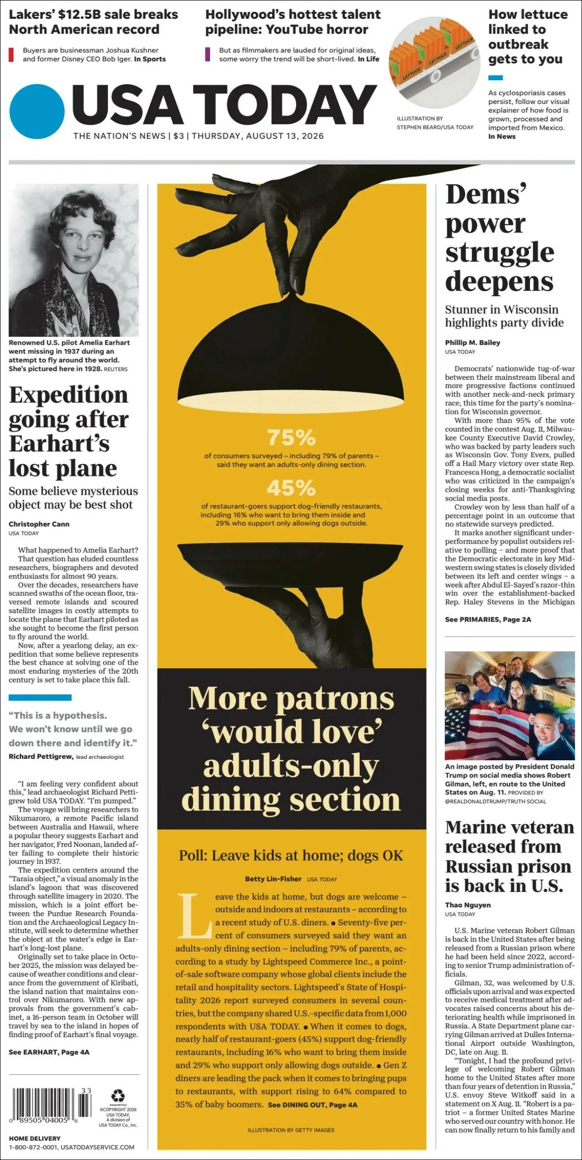 Portada de Usa Today