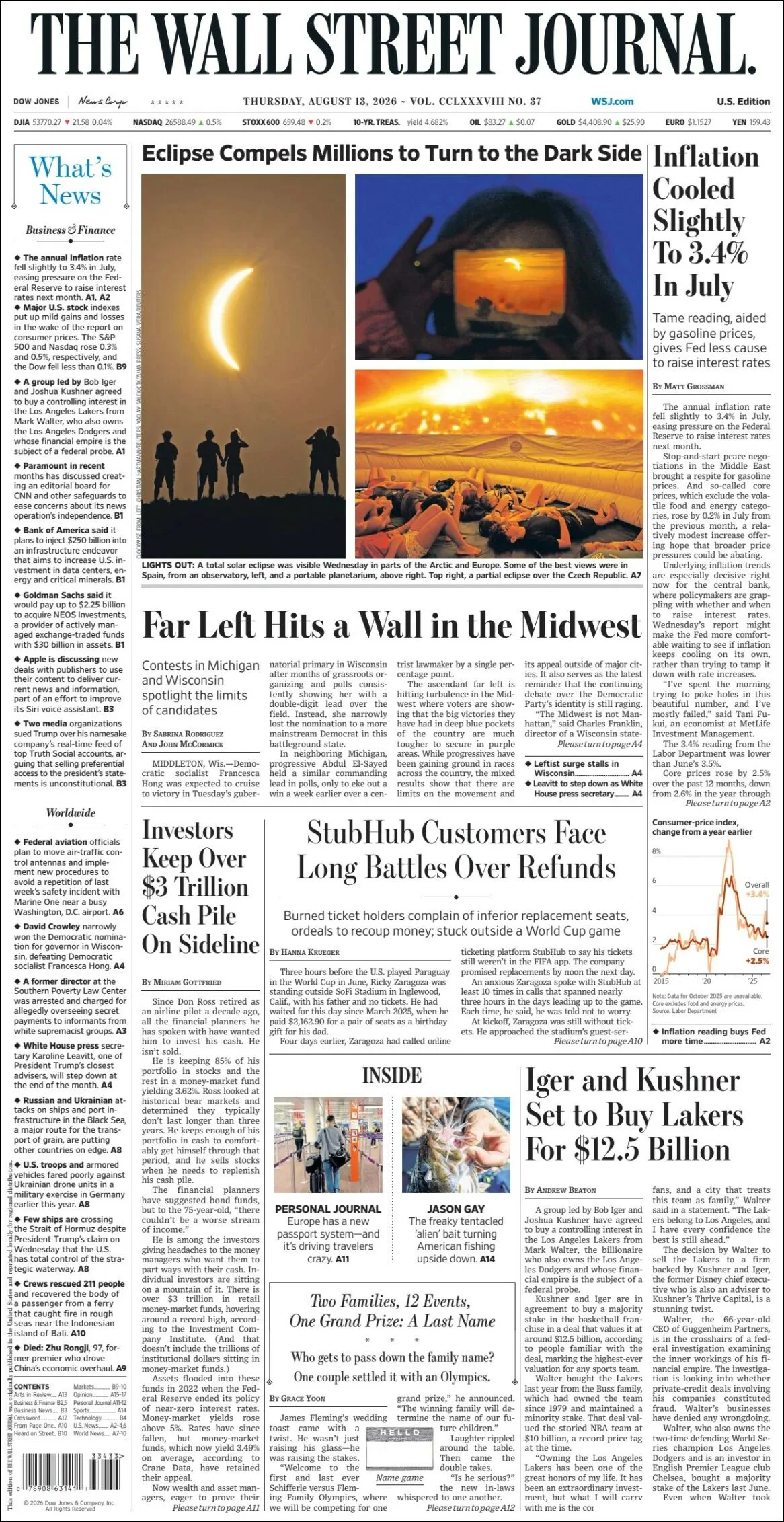 Portada de The Wall Street Journal