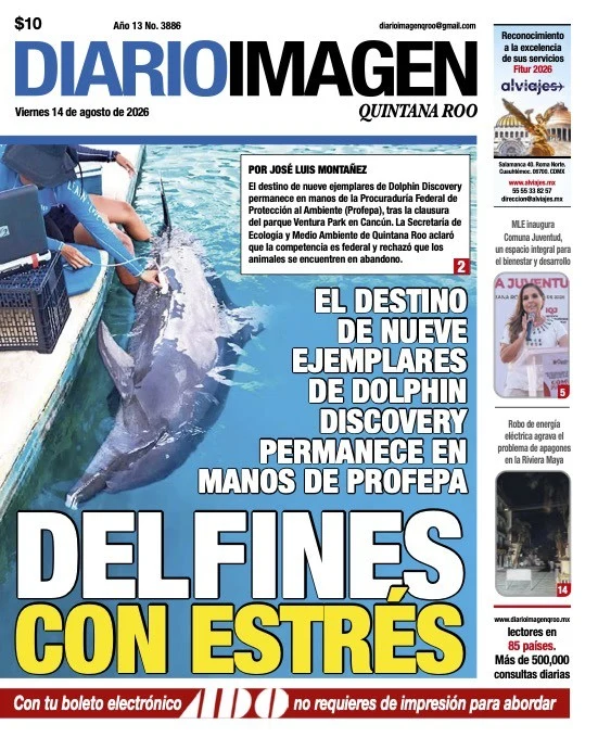 Portada de Diario Imagen Quintana Roo del viernes, 14 de agosto de 2026
