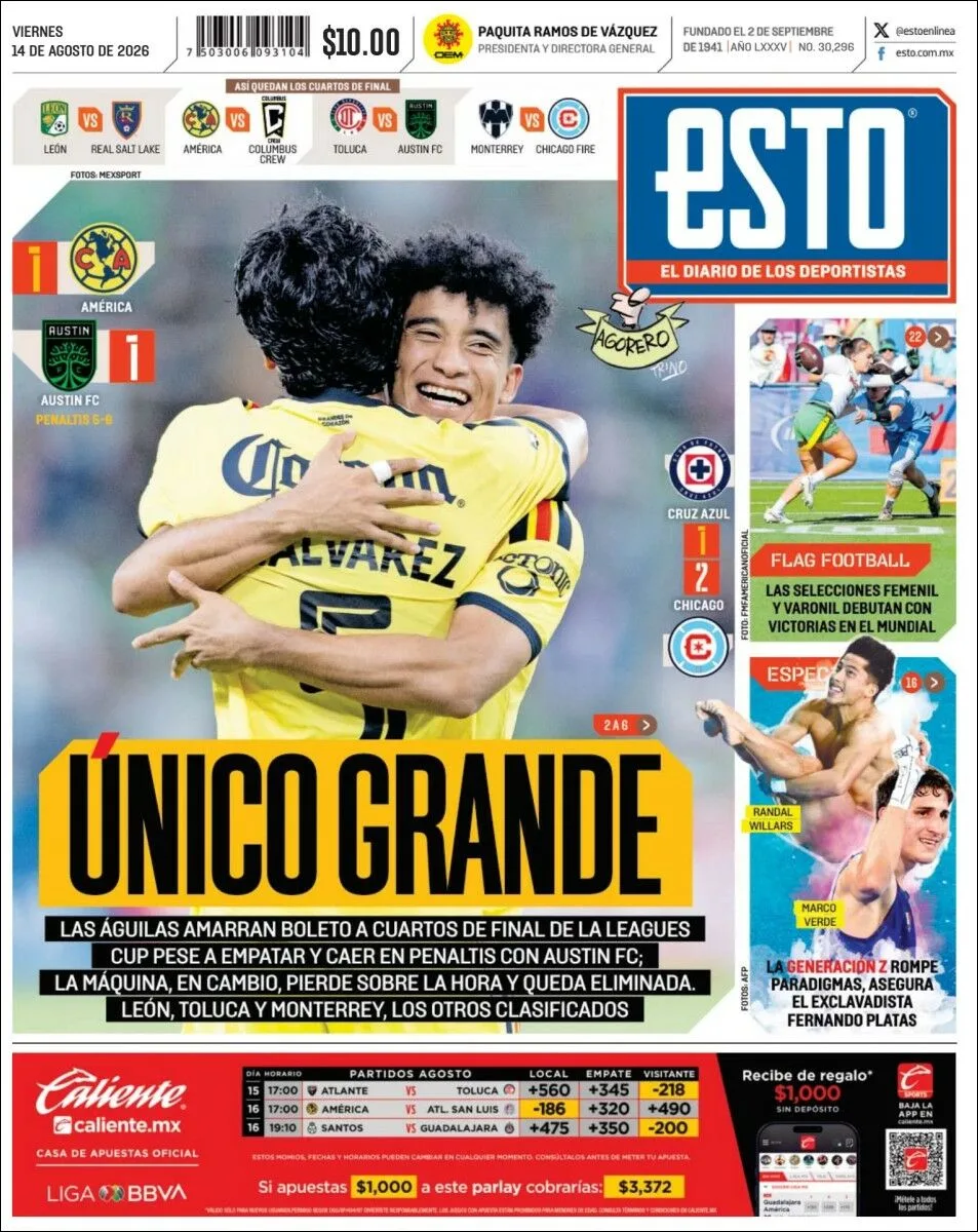 Portada de Esto del viernes, 14 de agosto de 2026