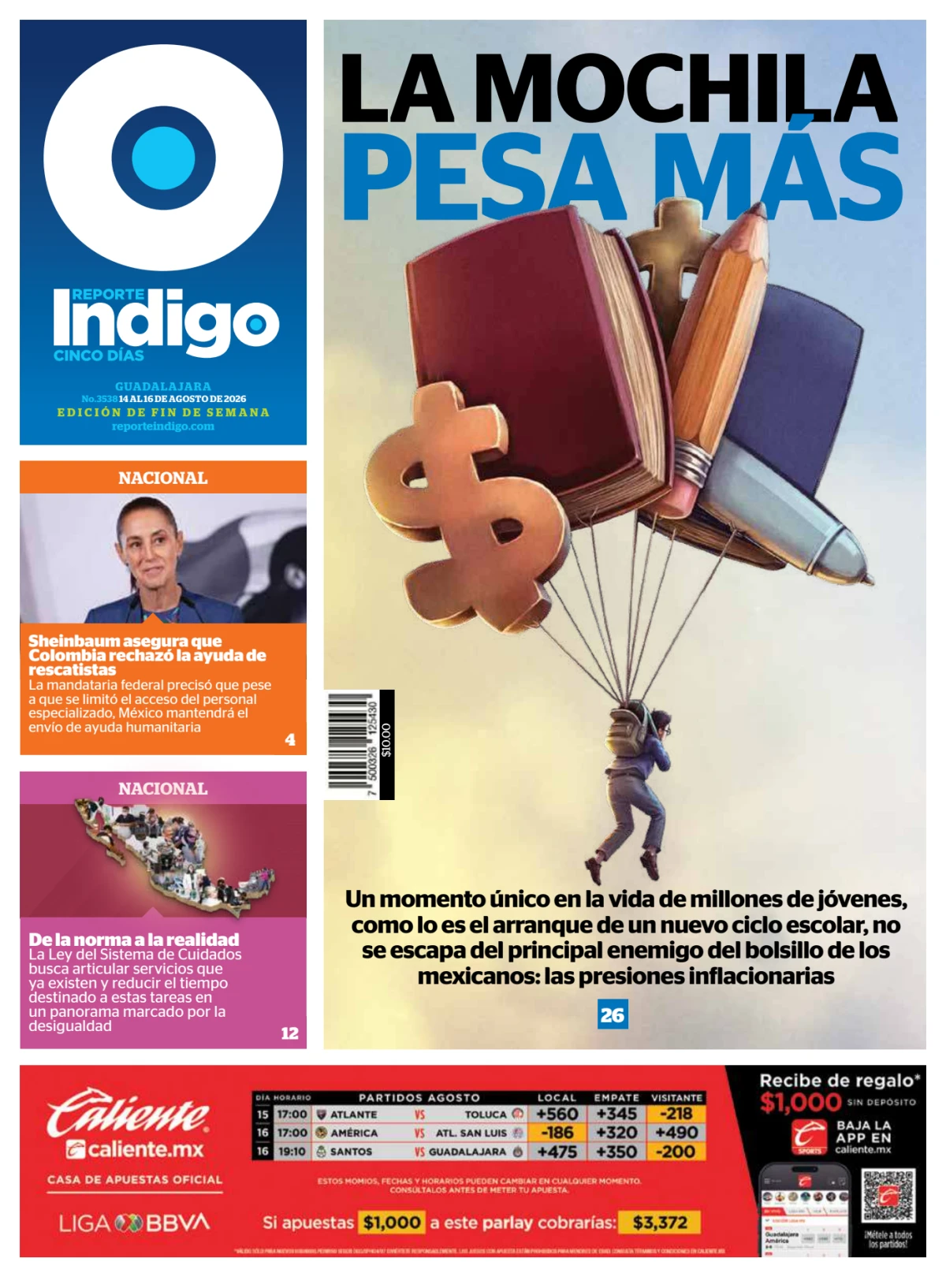 Portada de Reporte Indigo Guadalajara del viernes, 14 de agosto de 2026