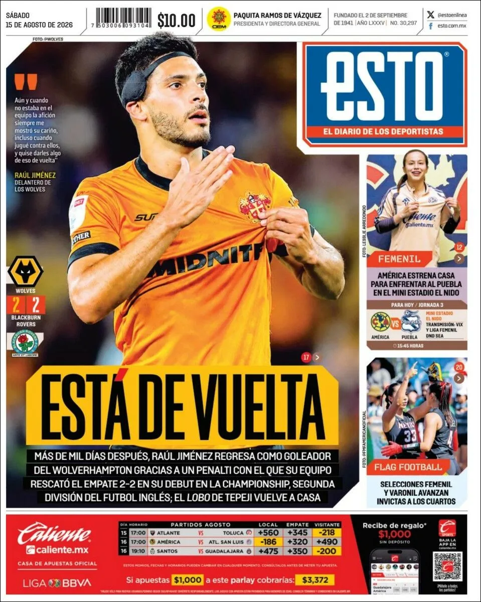 Portada de Esto del sábado, 15 de agosto de 2026