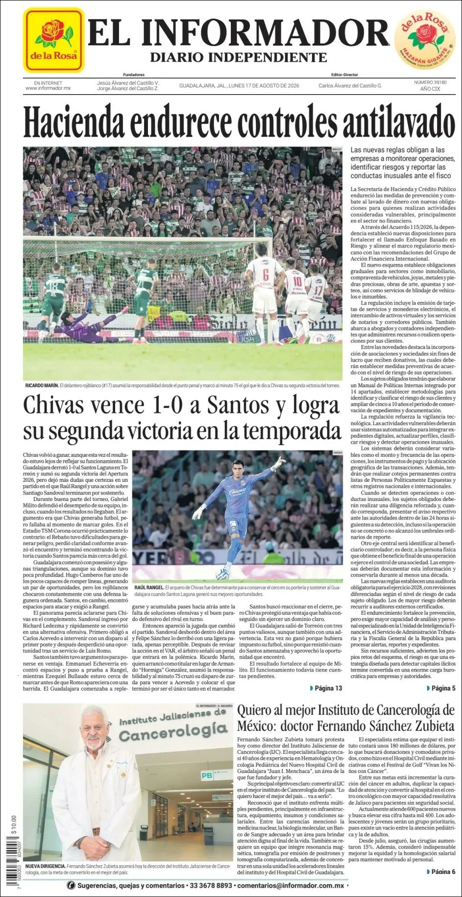Portada de El Informador
