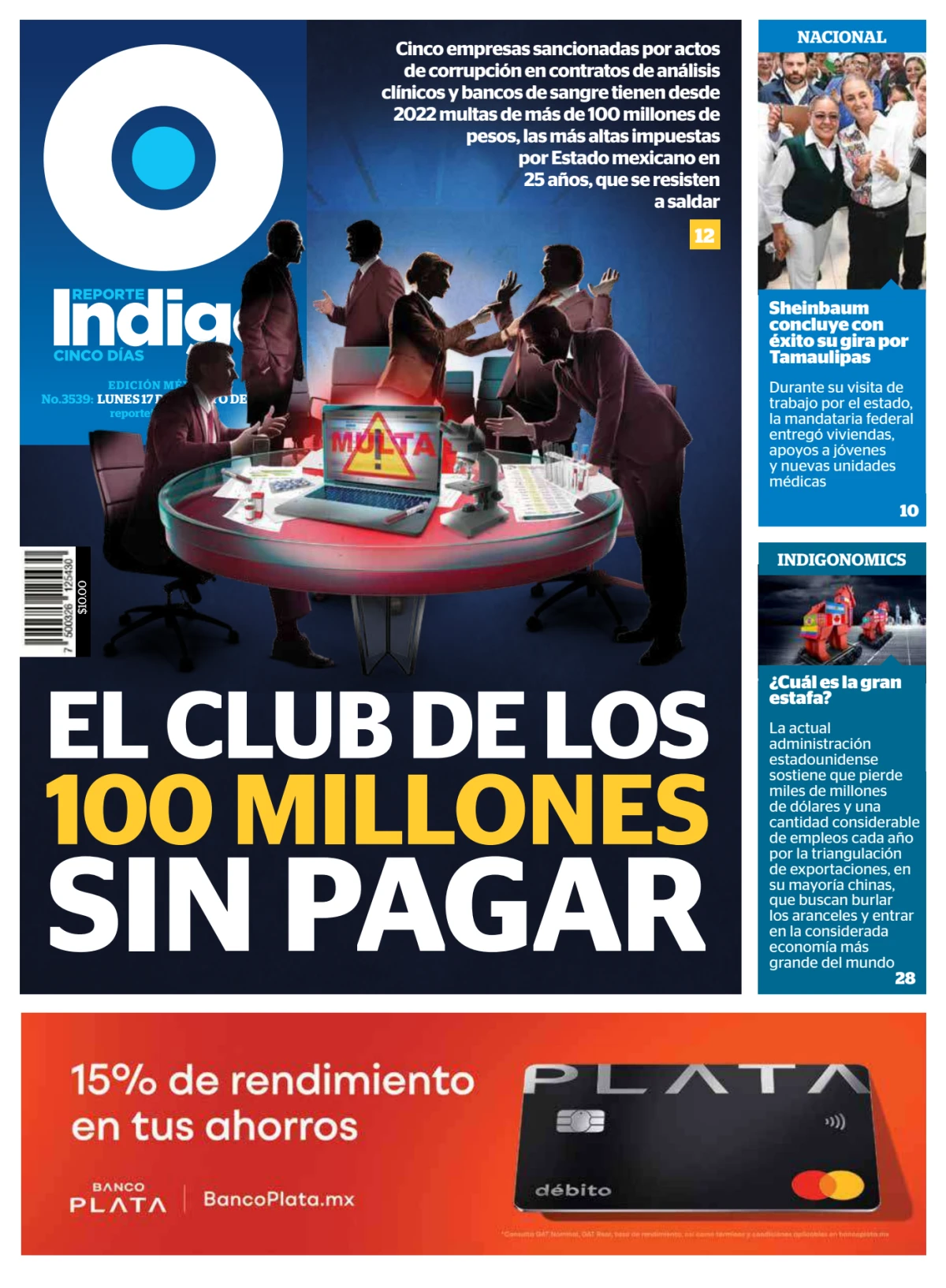 Portada de Reporte Indigo Nacional del lunes, 17 de agosto de 2026