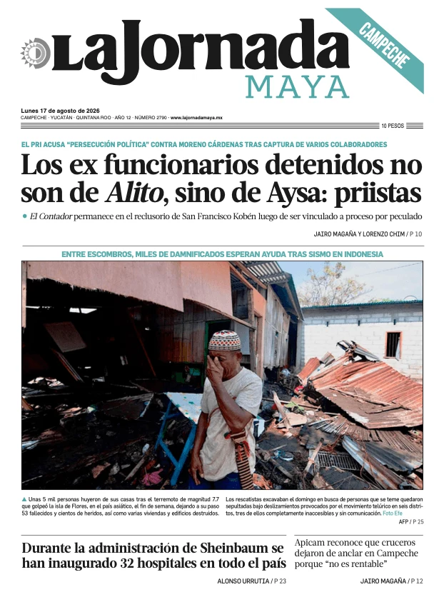 Portada de La Jornada Maya Campeche del lunes, 17 de agosto de 2026